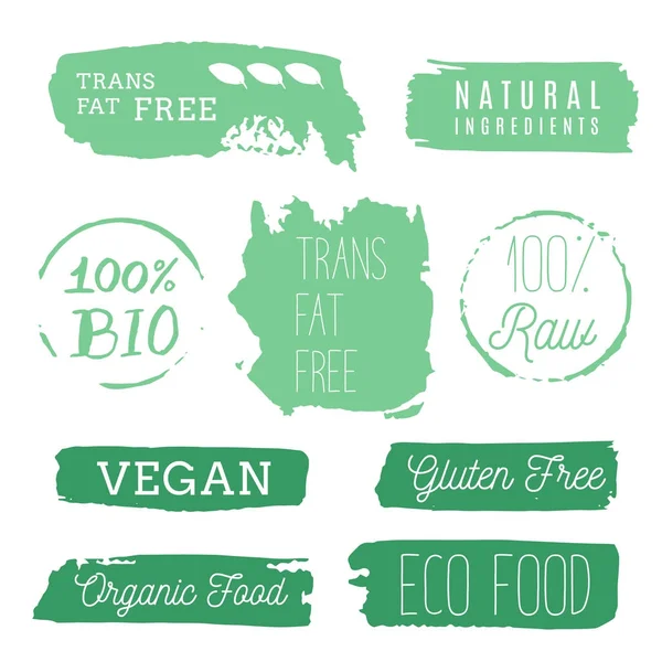 Healthy food icons, labels. Organic tags. Natural product elemen — Stock Vector