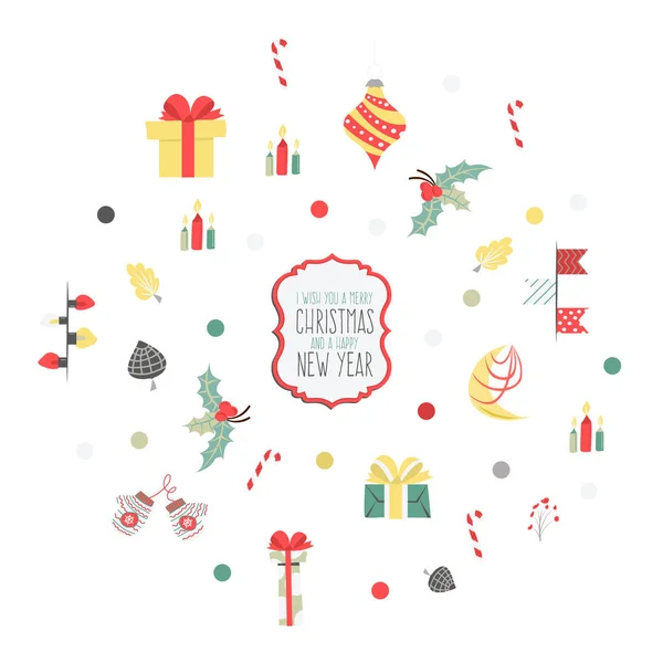 Set of Christmas graphic elements on a white background, collect — Stock Vector