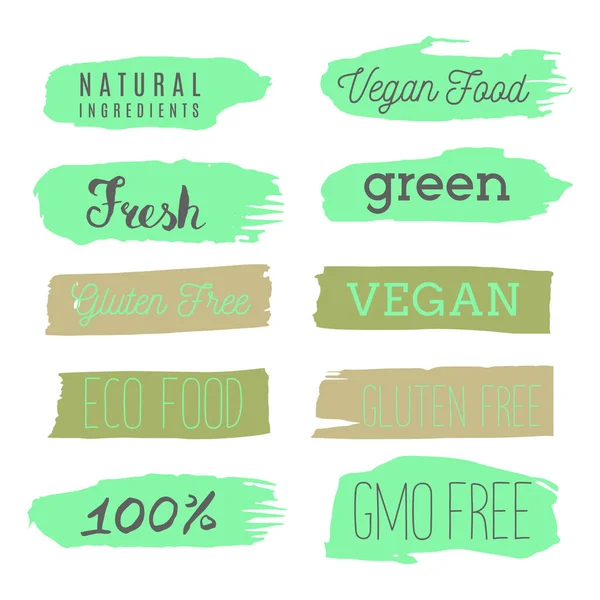 Healthy food icons, labels. Organic tags. Natural product elemen — Stock Vector