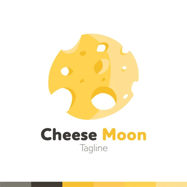 Logo de la luna del queso, logotipo del restaurante, logotipo de la comida y la cocina, vector — Archivo Imágenes Vectoriales