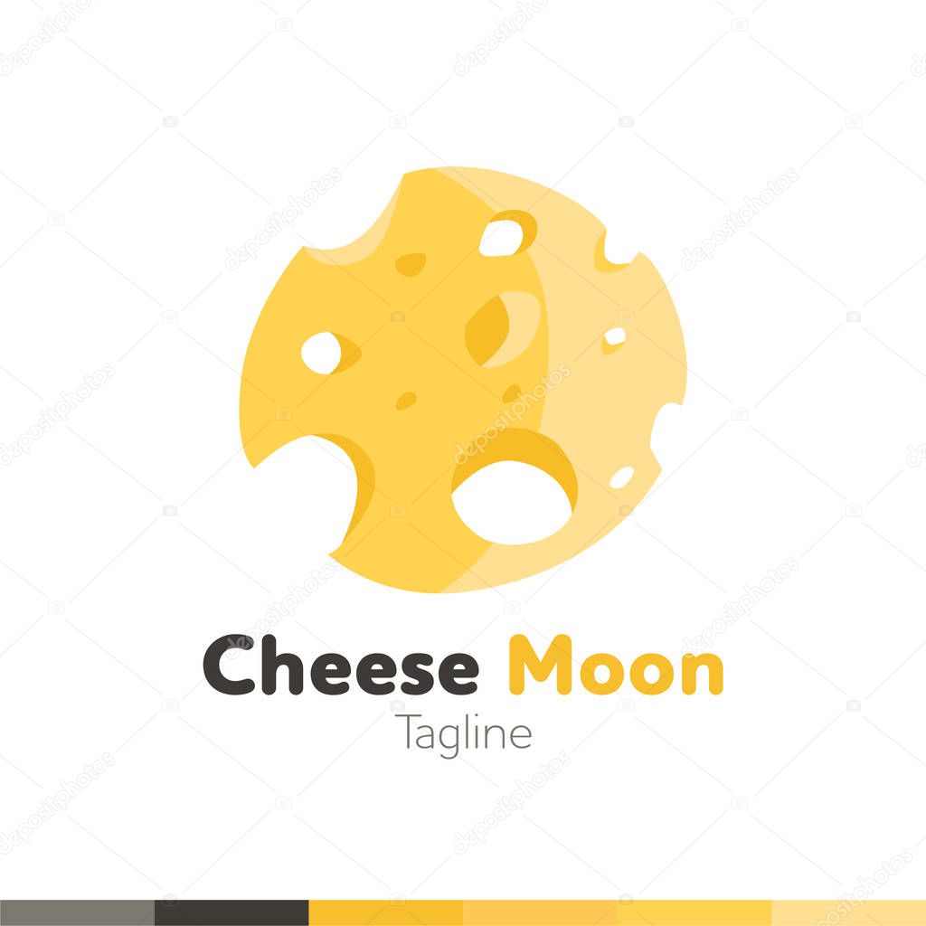 Cheese Moon Logo, Restaurant logo, food and cooking logo, vector logo template.