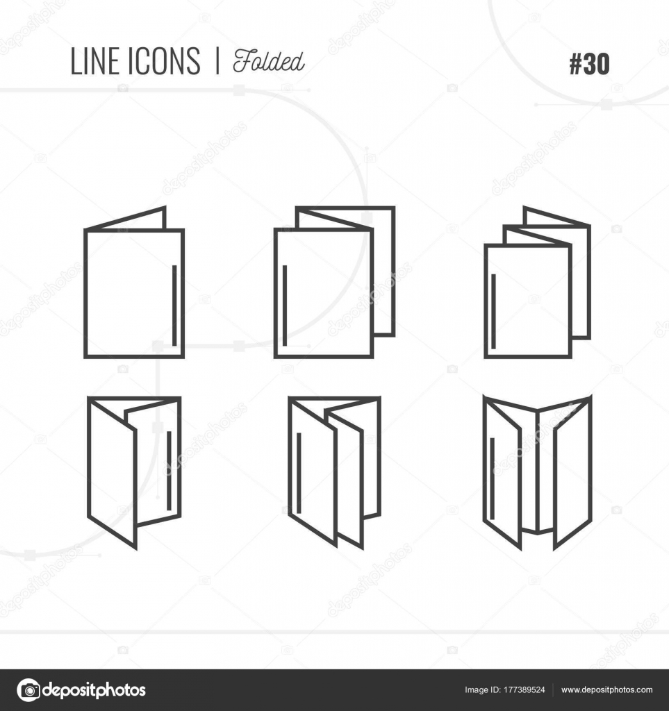 line icon of folded pamphlet flayer isolated object line ico
