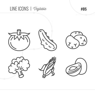 Satırı simgesi sebze, yalıtılmış nesne. Satır Icons set. 