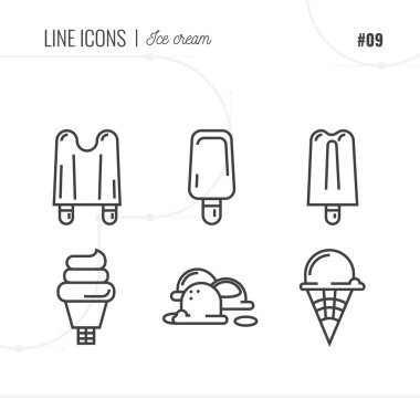 Simge, dondurma, izole nesnesi satır. Satır Icons set. 