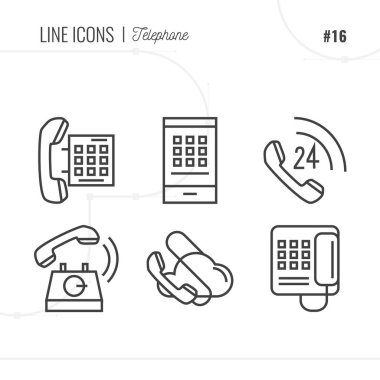 Telefon, çağrı, izole nesnesinin satırı simgesi. Satır Icons set. 