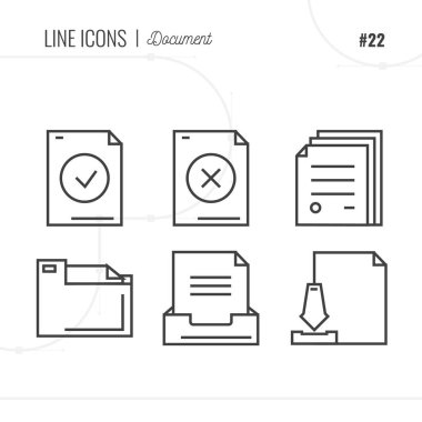Belge, dosya, izole nesnesinin satırı simgesi. Satır Icons set. 