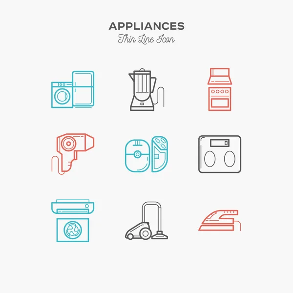 Tienda de electrodomésticos, refrigerador, mezclador, aire acondicionado, lavado — Archivo Imágenes Vectoriales