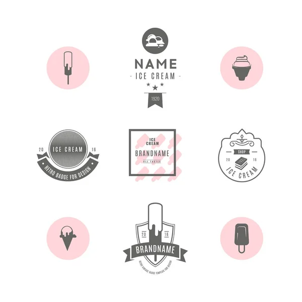 冰激淋店标签、 标识和设计元素的集合。Vin — 图库矢量图片