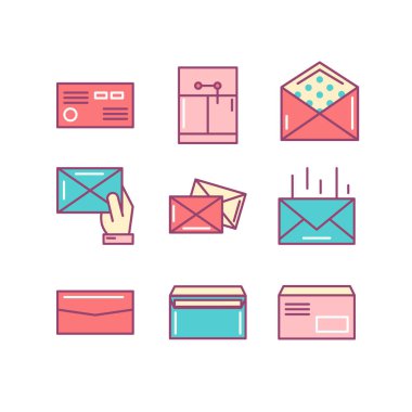 İleti, posta, izole nesnesi satırı simgesi. Satır Icons set. 