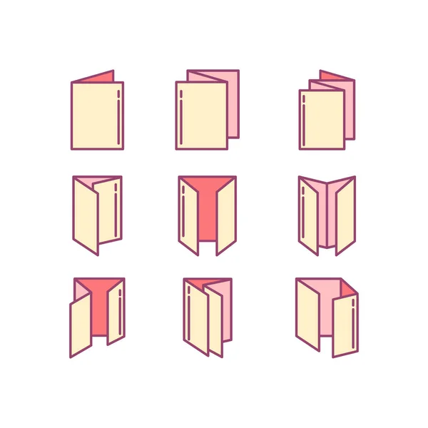 Liniensymbol eines gefalteten, Flugblattes, Flugblattes, isolierten Objekts. Zeile — Stockvektor