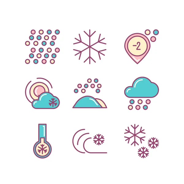 Line Icon of Snow, Weather, Isolated Object. Line icons set. — Stock Vector