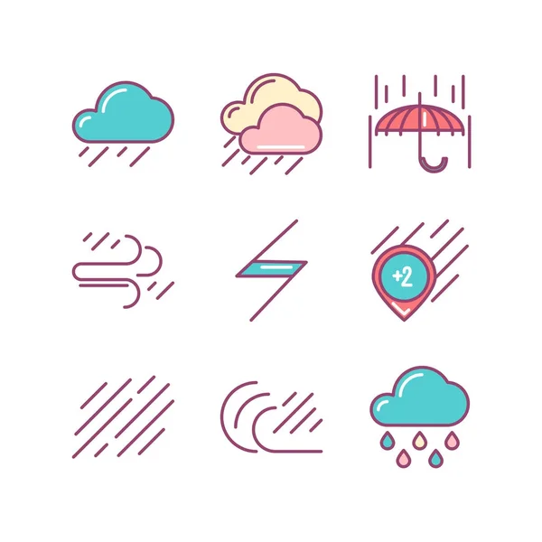 Lijn icoon van Wind, weer, geïsoleerde Object. Lijn icons set. — Stockvector