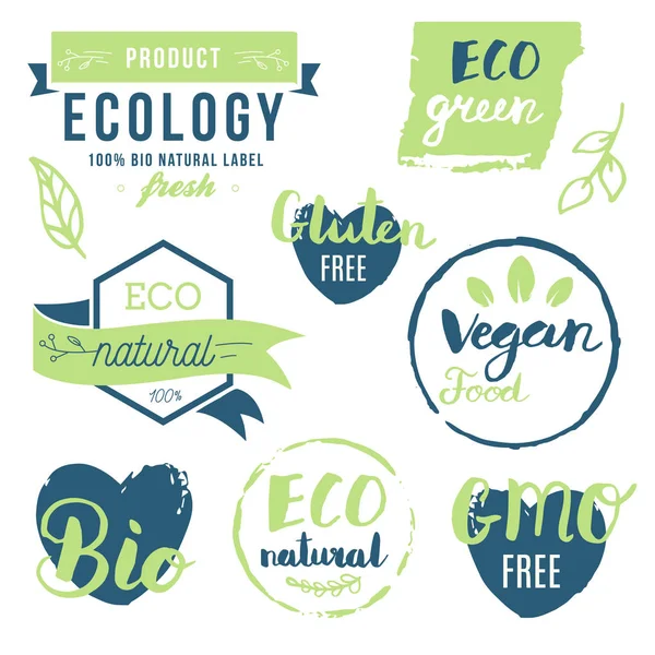 Taze, organik, gluten ücretsiz, %100 biyolojik, üstün kaliteli, yerel olarak — Stok Vektör