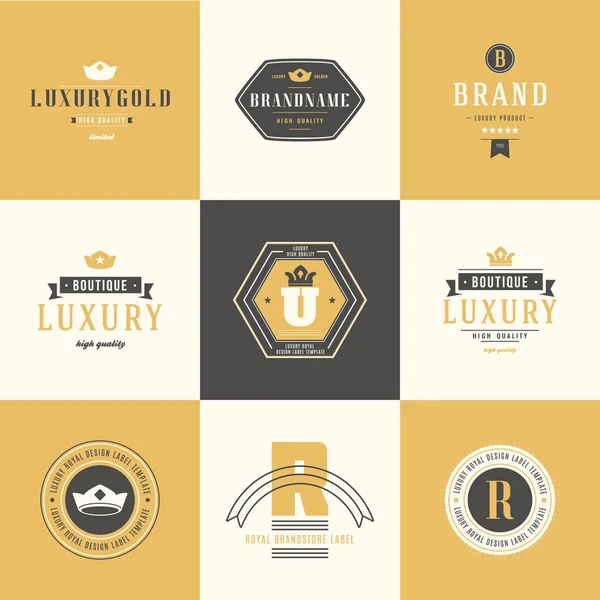 Retro Vintage logotyper inställd. Vector designelement, business si — Stock vektor