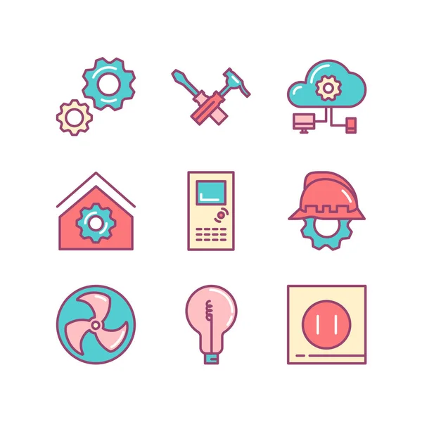 Engineering house icons. Engineering and construction icons. des — Stock Vector
