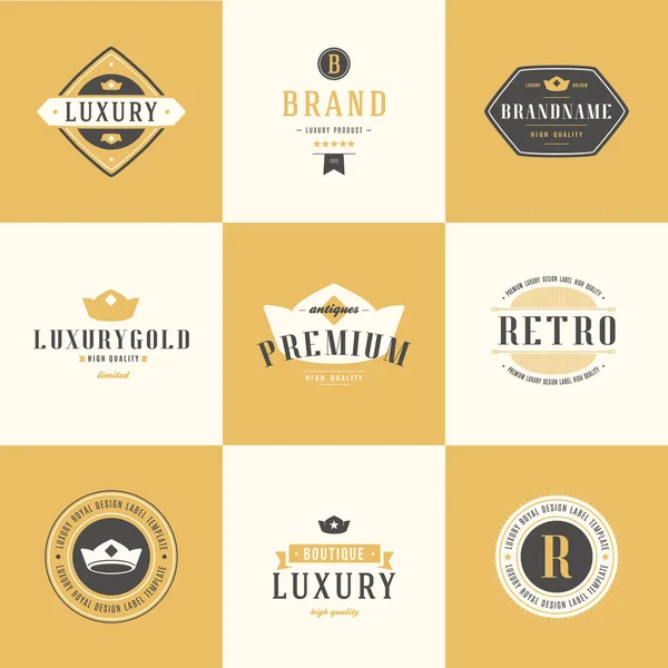 Retro Vintage Logotypes beállítása. Vector design elemek, üzleti si Stock Vektor