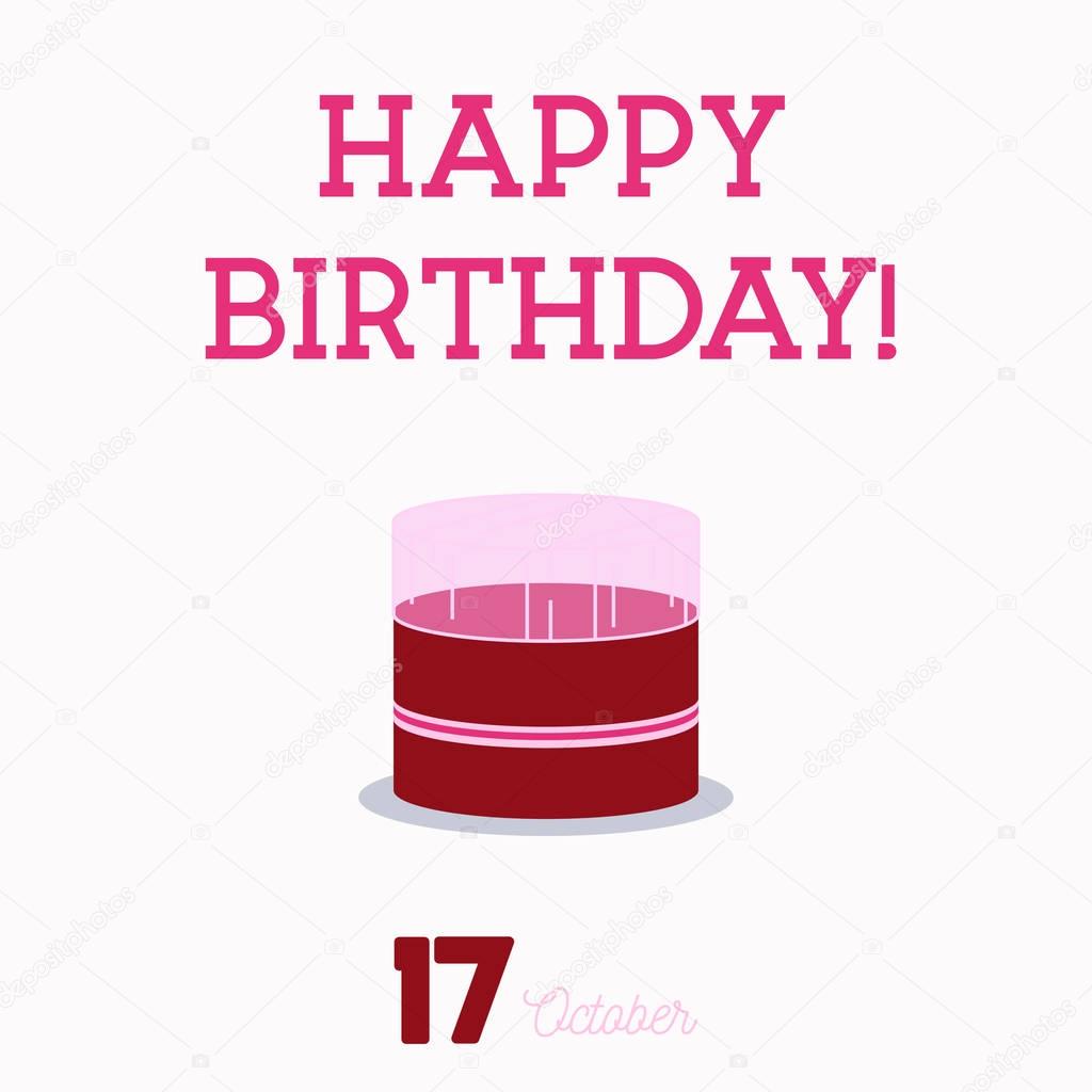 Happy Birthday typography with a flat birthday cake