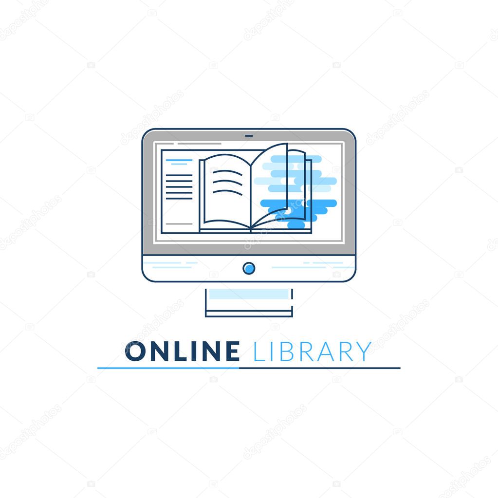 Vector Icon Style Logo of Online Library, Storage, Epub, Txt, Bo