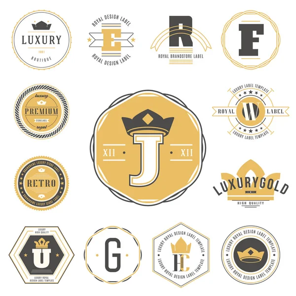 Conjunto Logotipos Retro Vintage Elementos Diseño Vectorial Signos Comerciales Logotipos — Archivo Imágenes Vectoriales