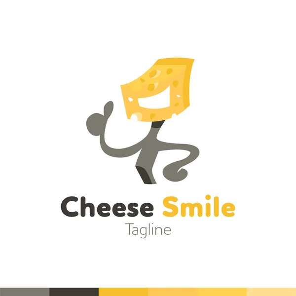 Logo de la sonrisa del queso, logotipo del restaurante, comida y logotipo de la cocina, vecto — Archivo Imágenes Vectoriales