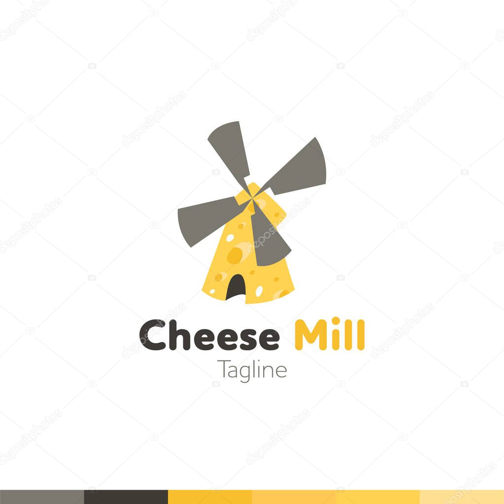 Cheese Mill Logo, Restaurant logo, food and cooking logo, vector logo template.