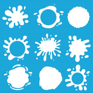 Süt, yoğurt veya krem sıçrama vektör set leke. İçki öğesi, spl