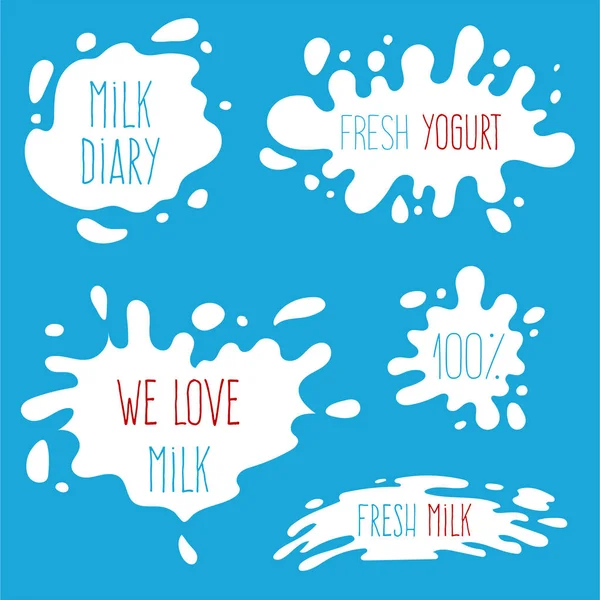 牛乳、ヨーグルトやクリームのスプラッシュのしみベクトル セット。ドリンク要素、spl — ストックベクタ