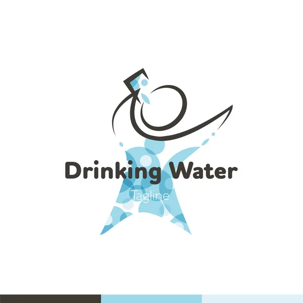 水のシンボルのロゴ デザイン テンプレートのアイコン。飲みながら人のロゴ ベクターグラフィックス