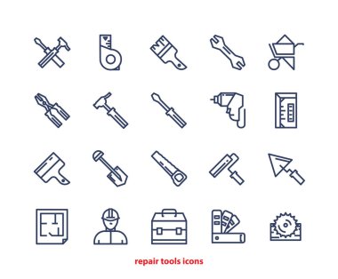 tamir araçları satır Icons set