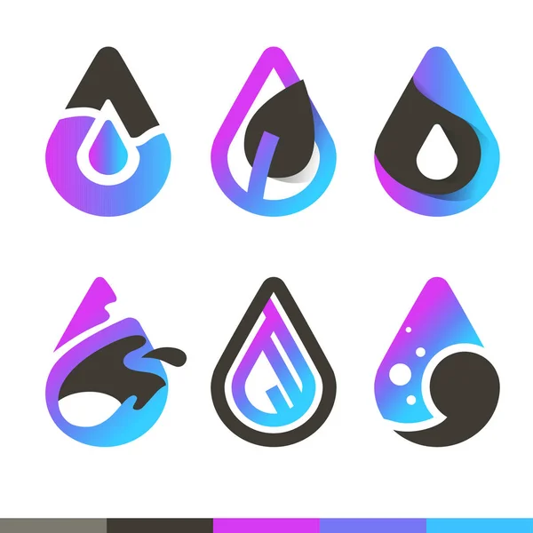 Water Drops Cool Vector Icons Logo Templates — Stock Vector