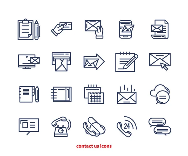 Kontaktieren Sie Uns Line Icons Set — Stockvektor