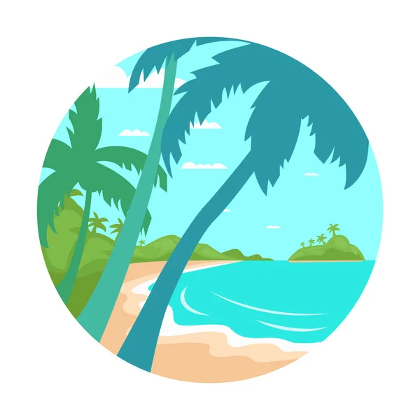 Tropical Beach Island Palm Tree Ocean Summer Vacation Conceito Ilustração — Vetor de Stock