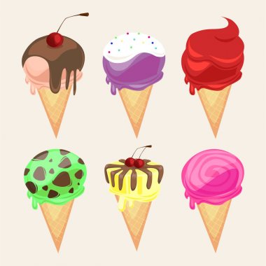 Dondurma resimde kümesi. IC topları bir dizi fiyat listesi