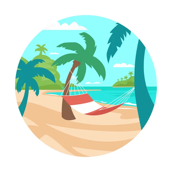 Oceano Tropicale Spiaggia Isola Palm Tree Vacanze Estive Concetto Piatto — Vettoriale Stock