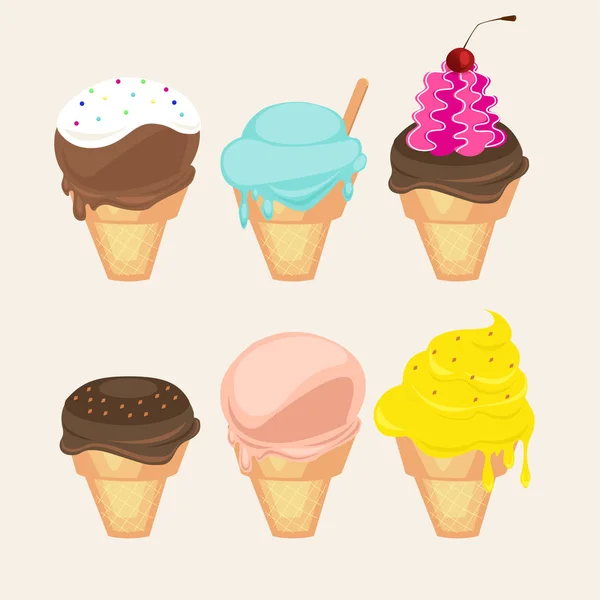 Ensemble d'illustration de crème glacée. Liste de prix avec un ensemble de boules de ic — Image vectorielle