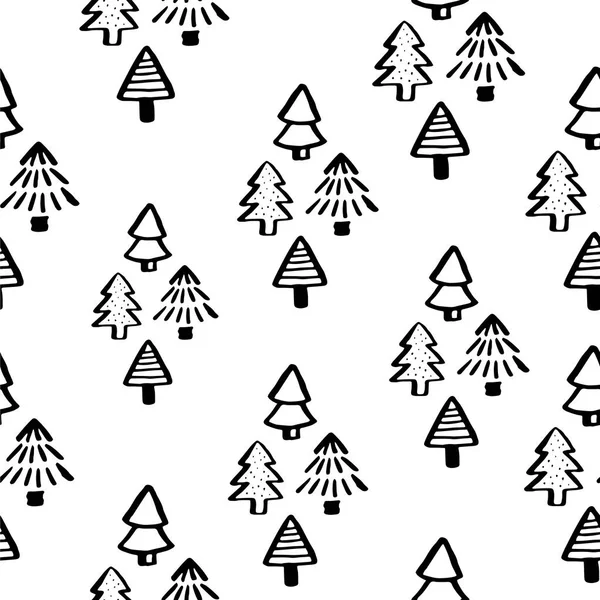Bezproblémové Strom Vzor Ručně Kreslených Pozadí Pro Design Zdobení Textilu — Stockový vektor