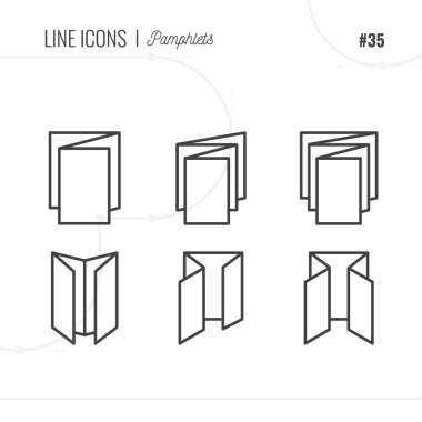 Satırı simgesi, katlanmış, broşür, illüstrasyon, yalıtılmış nesne. Satır Icons set. 