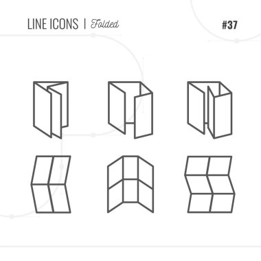 Satırı simgesi, katlanmış, broşür, illüstrasyon, yalıtılmış nesne. Satır Icons set. 