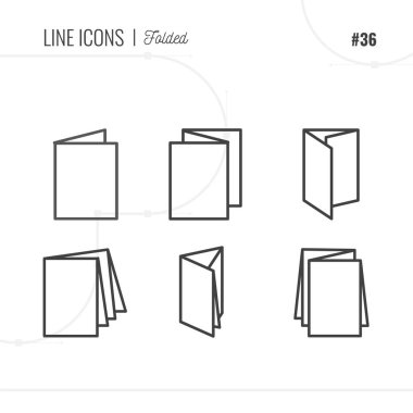 Satırı simgesi, katlanmış, broşür, illüstrasyon, yalıtılmış nesne. Satır Icons set. 