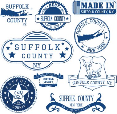 generic stamps and signs of Suffolk county, NY clipart