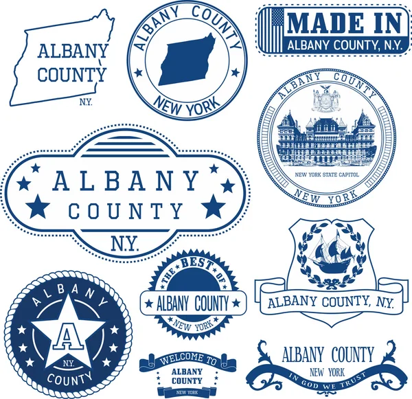 Rodzajowy znaczki i oznaki hrabstwa Albany, Ny — Wektor stockowy