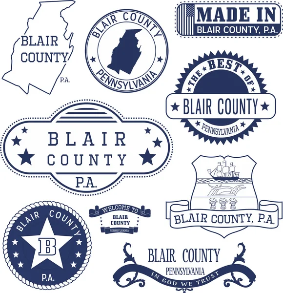 Genel pullar ve Blair county, Pa belirtileri — Stok Vektör