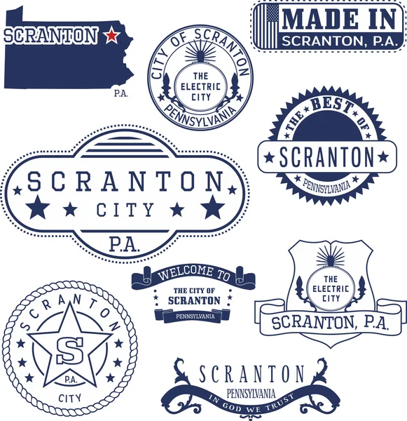 Timbres génériques et signes de la ville de Scranton, PA — Image vectorielle