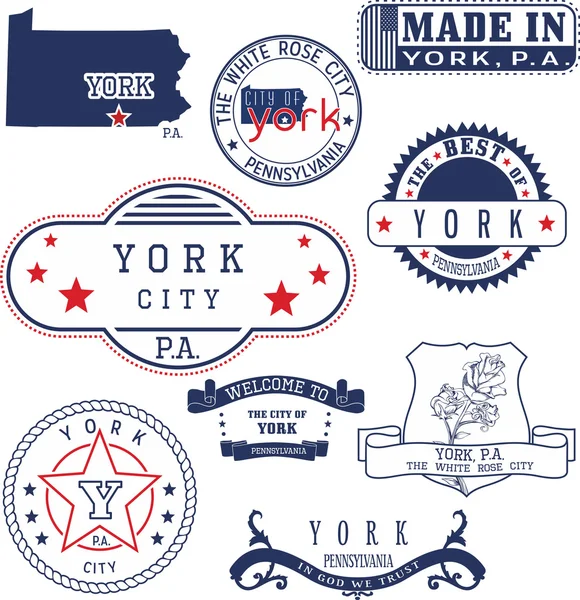 Timbres génériques et signes de York, PA — Image vectorielle