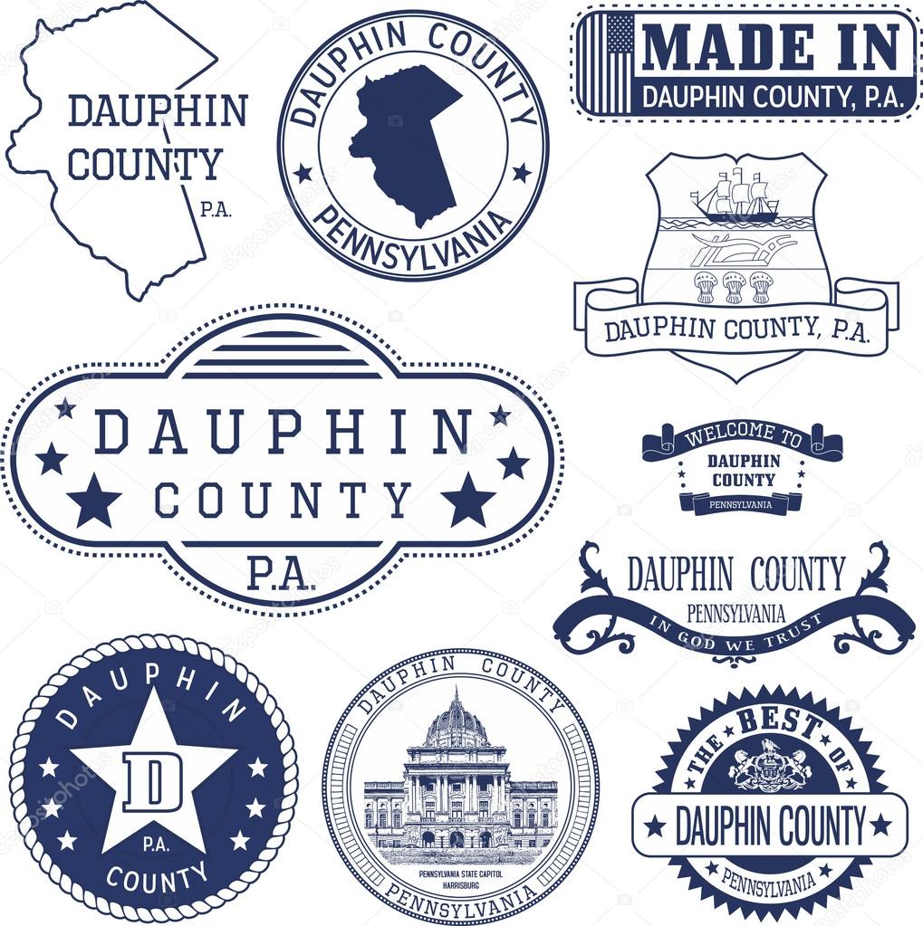 Set of generic stamps and signs of Dauphin county, Pennsylvania