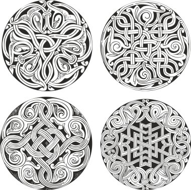Set of round knot decorative patterns clipart