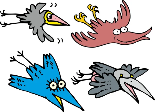 Набір літаючих коміксів мультяшних ворон — стоковий вектор