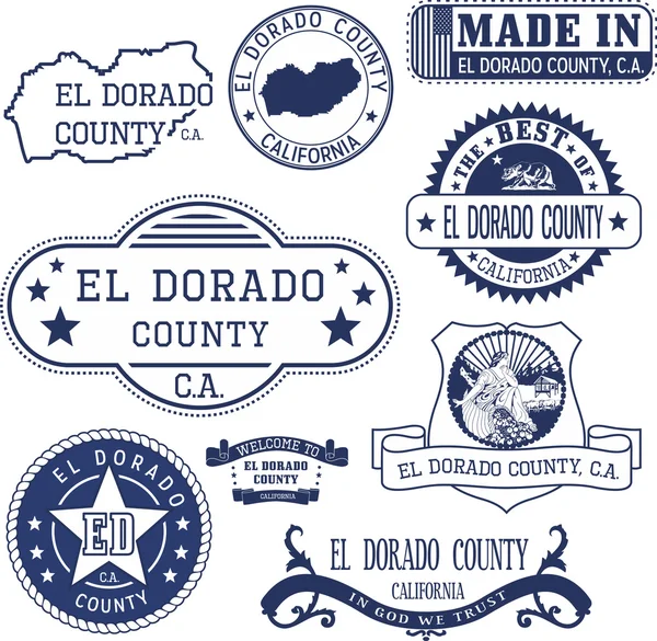 埃尔多拉多县，Ca.邮票和标志 — 图库矢量图片
