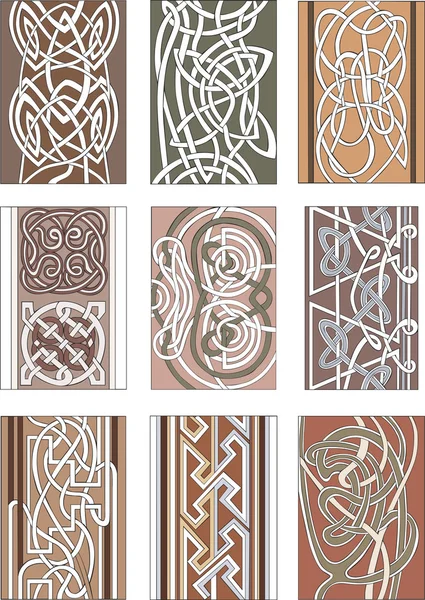 Set of vertical knot decorative patterns — Stock Vector