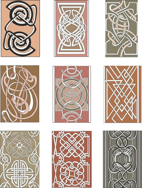 Set of vertical knot ornamental patterns — Stock Vector